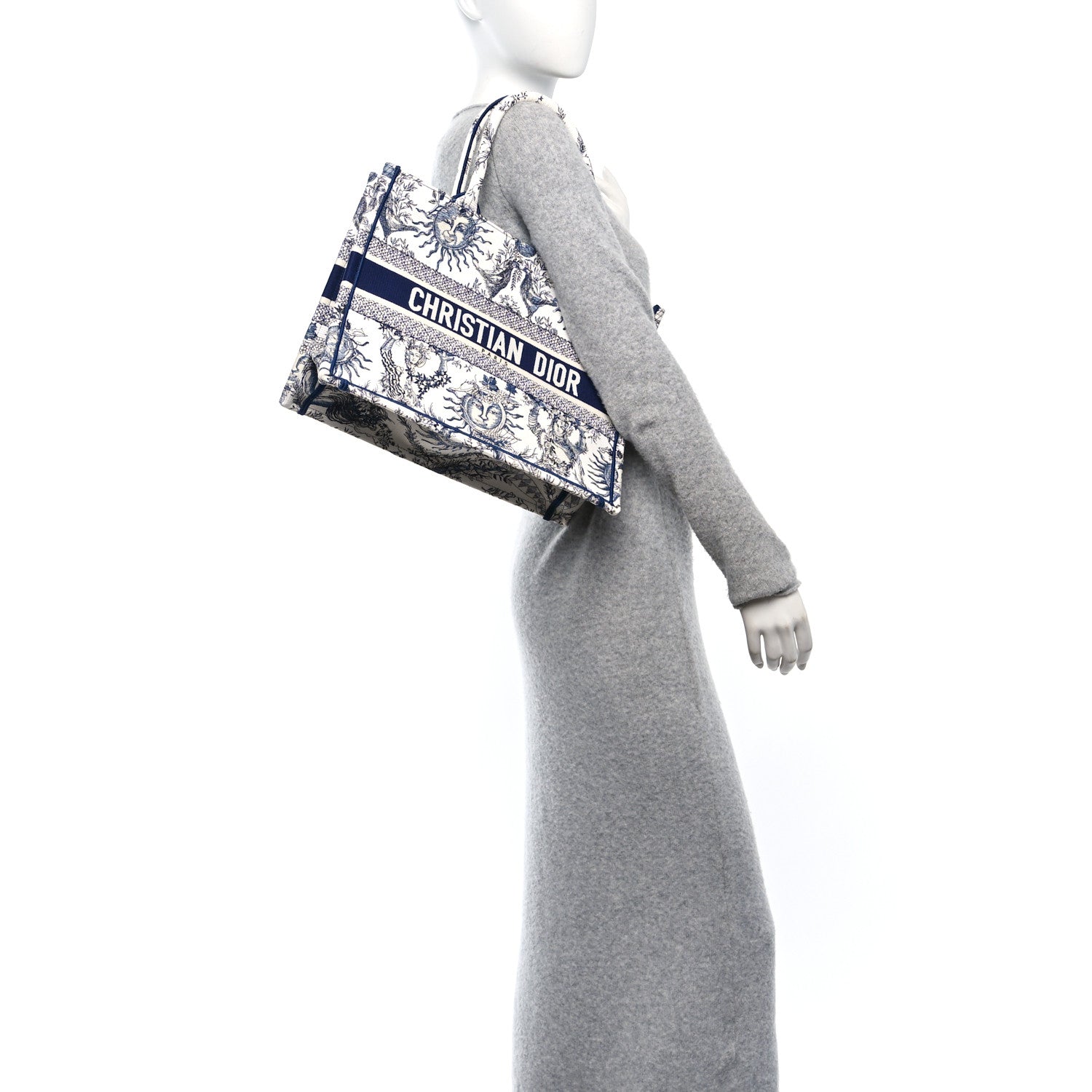 Christian Dior Canvas Embroidered Medium Toile de Jouy Soleil Book Tote Blue Multicolor 2 of 10