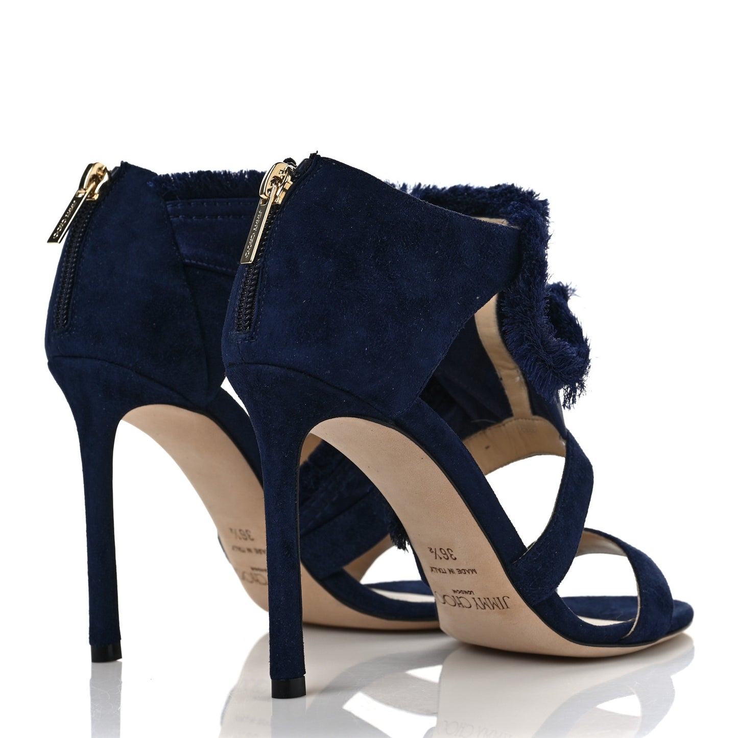 Suede Satin Kiki 100 Sandal 36.5 Navy Mix