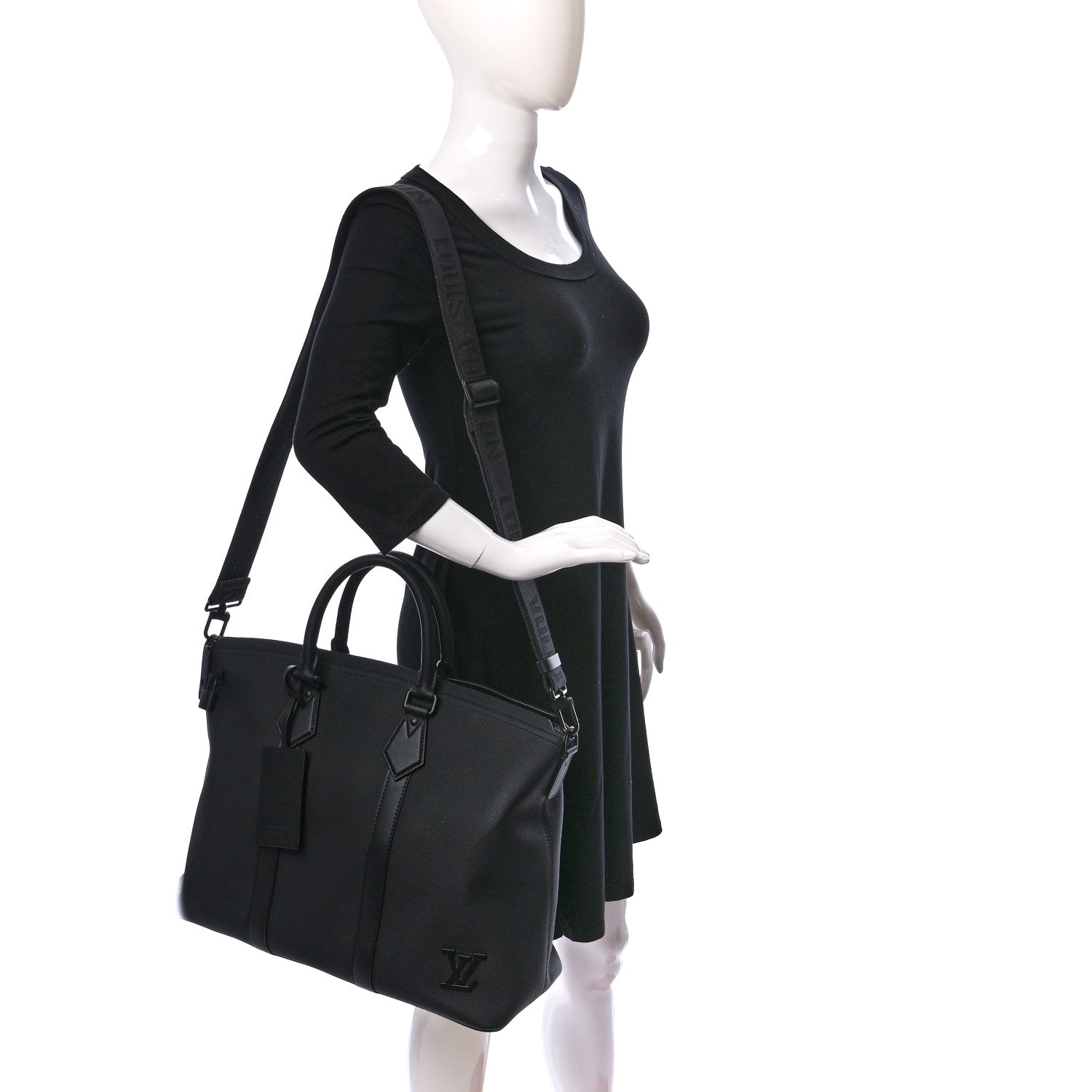 Louis Vuitton Calfskin Lockit Tote Black 2 of 8