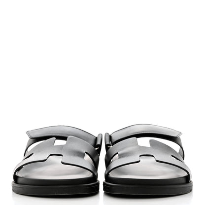 Hermes Calfskin Womens Chypre Sandals 40.5 Black 2 of 11