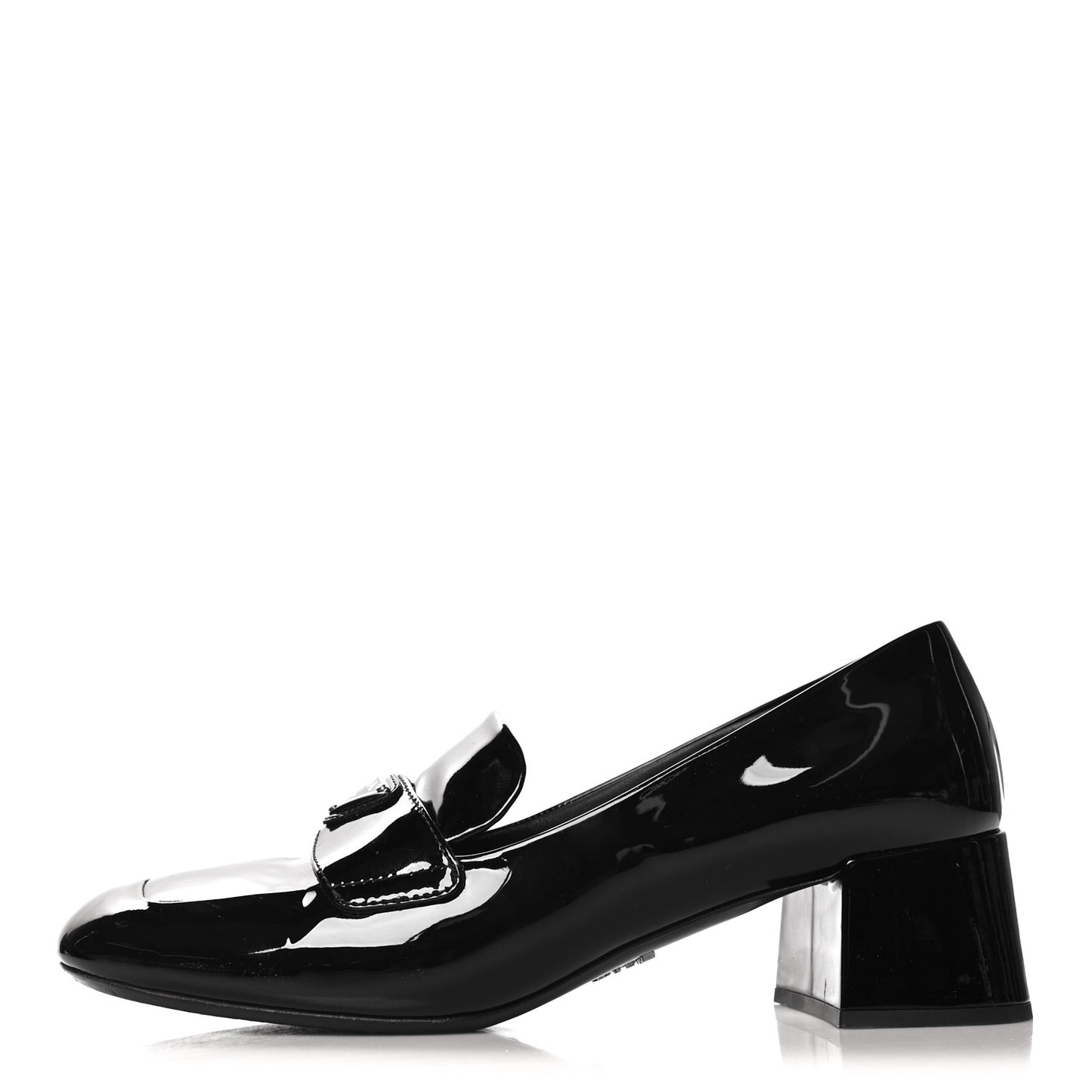 Patent Metal Triangle Logo 50mm Loafers 38.5 Black