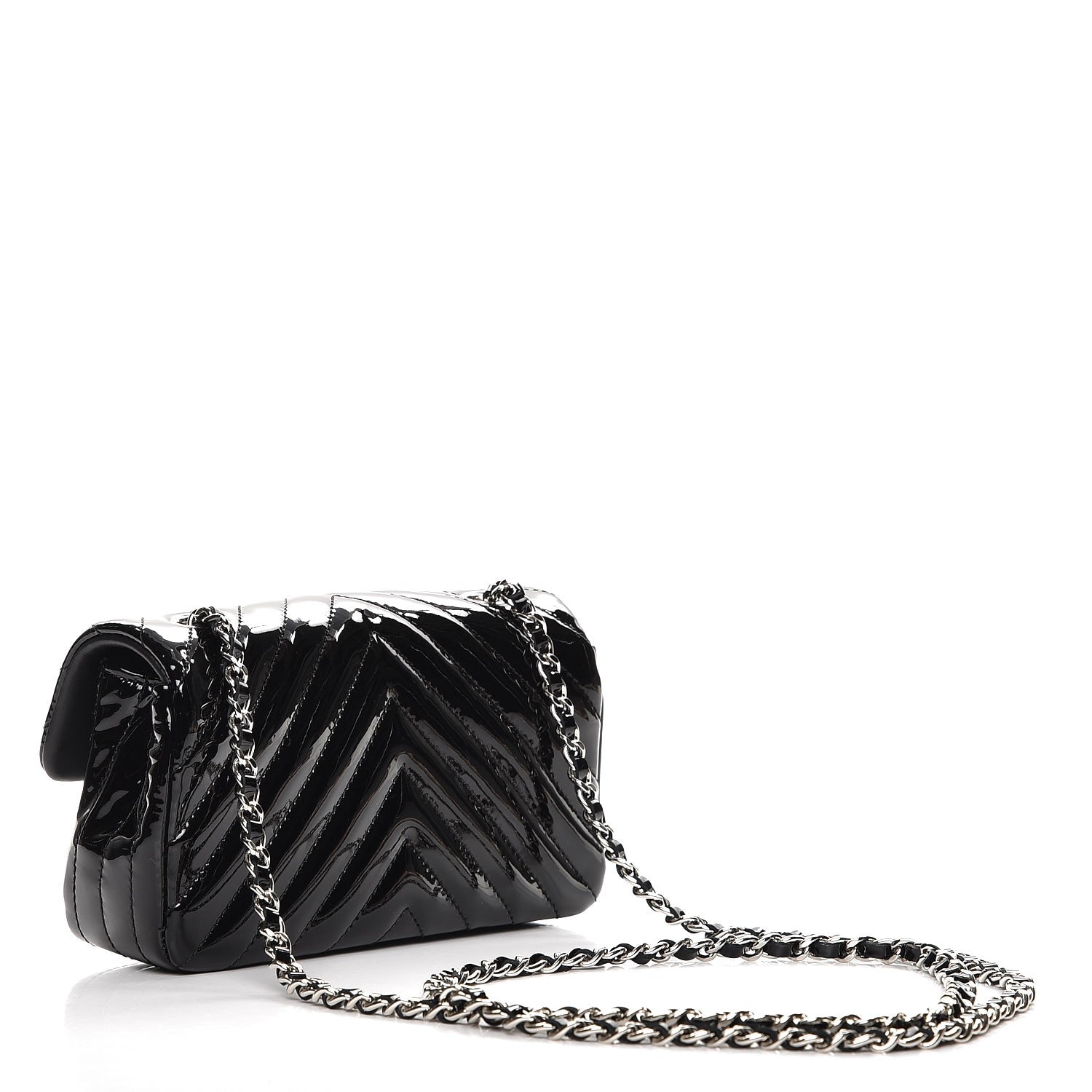 Chanel Patent Calfskin Chevron Quilted Extra Mini Flap Black 3 of 8