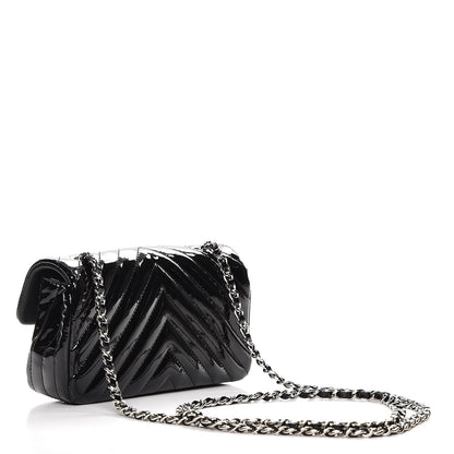 Chanel Patent Calfskin Chevron Quilted Extra Mini Flap Black 3 of 8