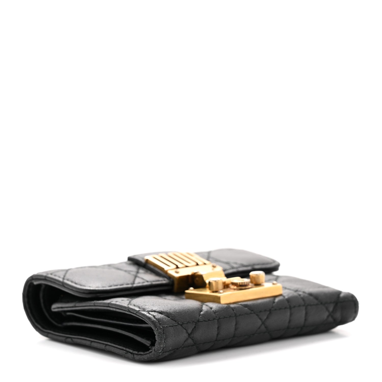 Christian Dior Lambskin Cannage Dioraddict Flap Wallet Black 4 of 9