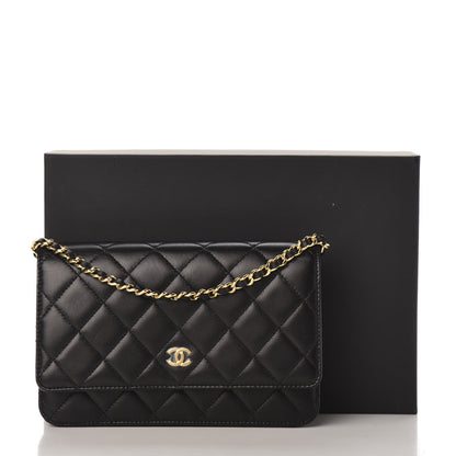 Chanel Lambskin Quilted Wallet On Chain WOC Black 12 of 12