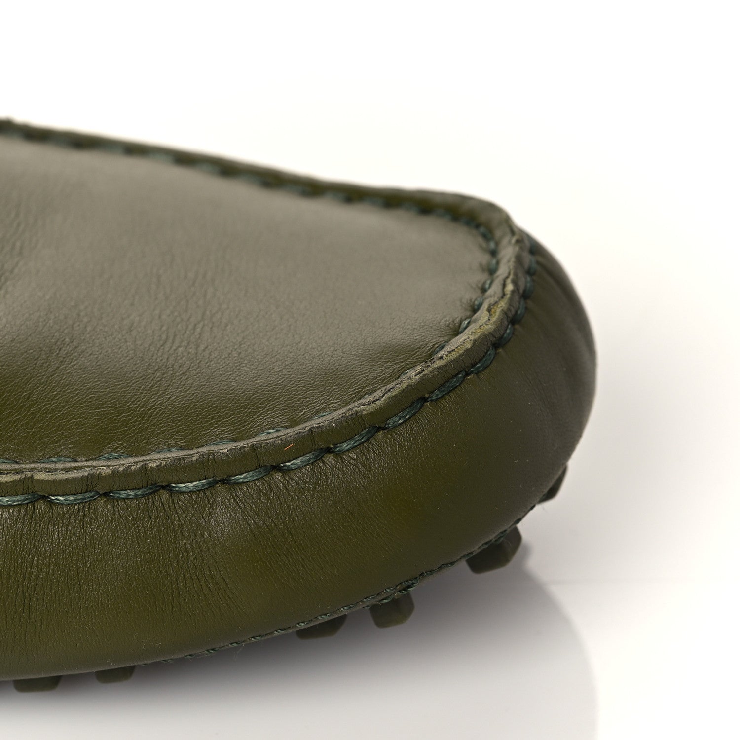 Gucci Soft Clove Calfskin Monochrome Mens Interlocking G Driver Loafers 11 Juniper Green 10 of 13