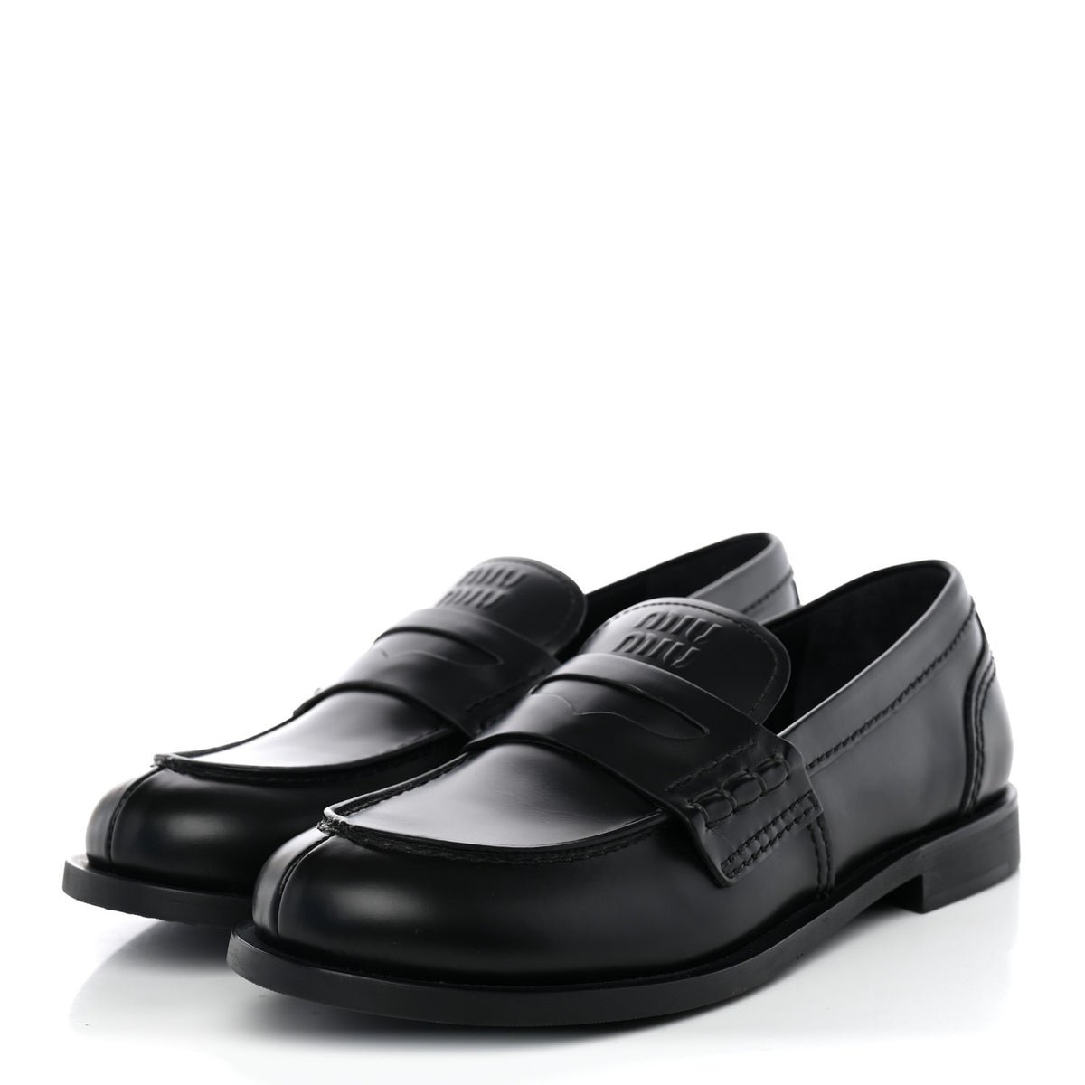 Miu Miu Spazzolato Penny Loafers 38 Black 3 of 10