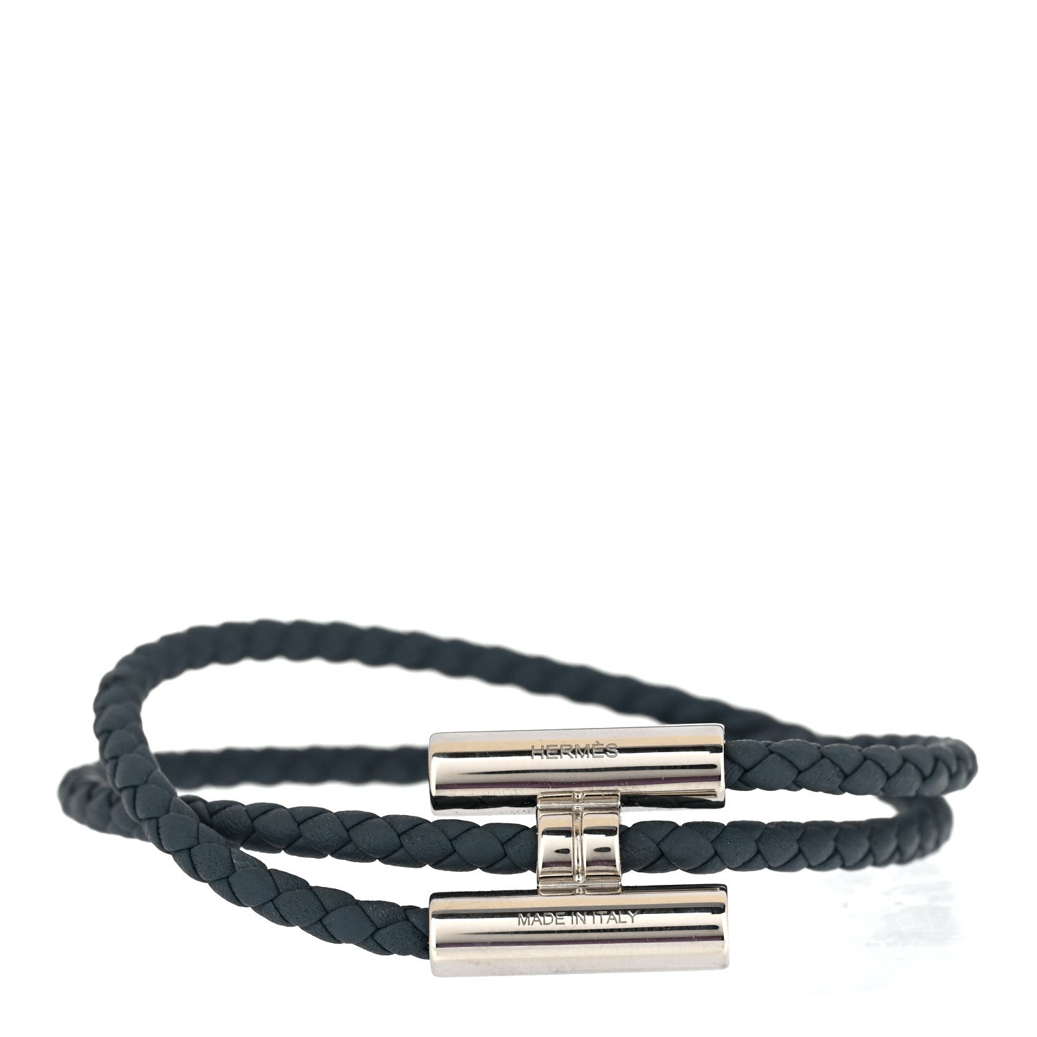 Hermes Swift Double Wrap Cord Tournis Tresse Bracelet T3 Bleu