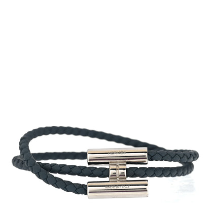 Hermes Swift Double Wrap Cord Tournis Tresse Bracelet T3 Bleu Tempete 4 of 5