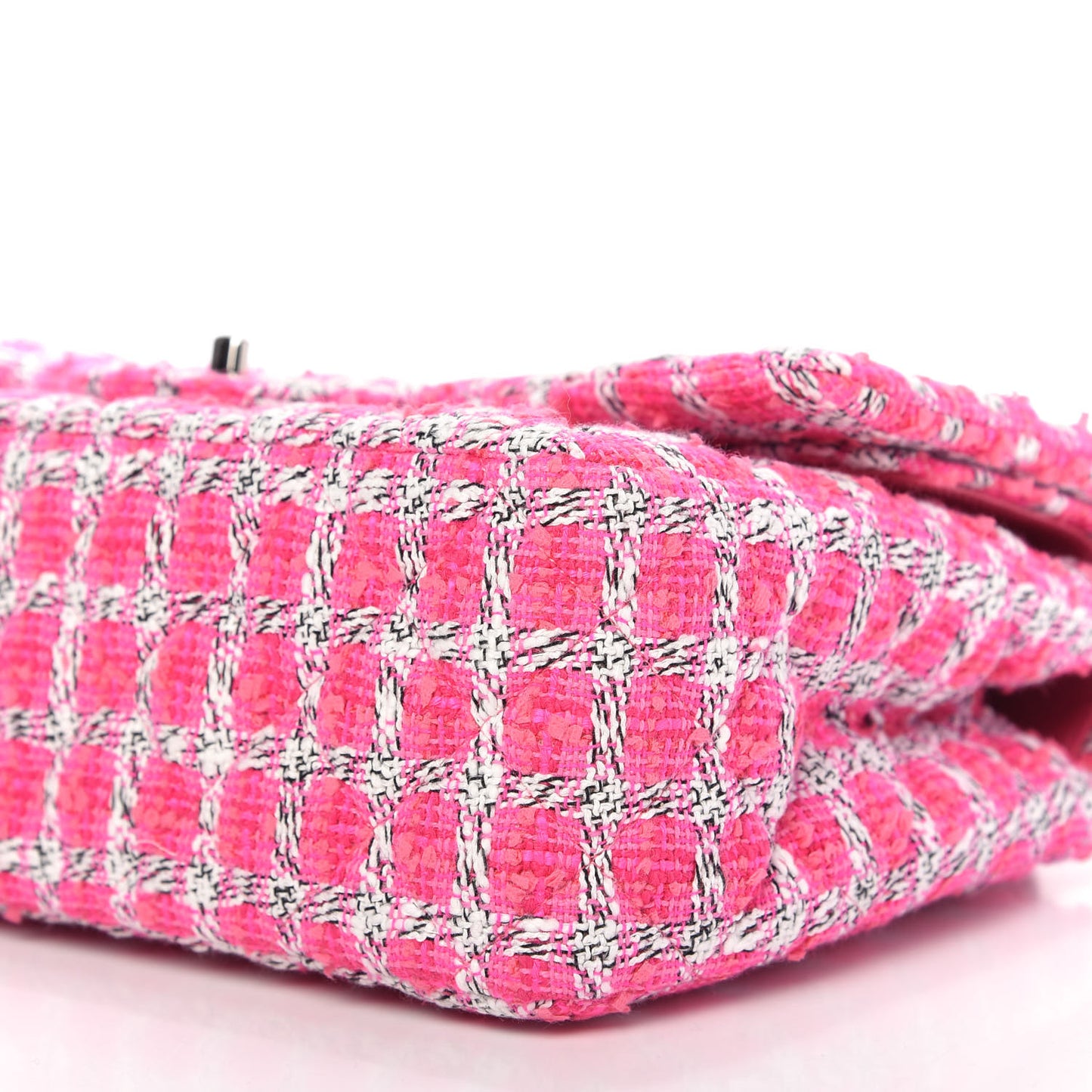 Tweed Quilted Jumbo Double Flap Hot Pink