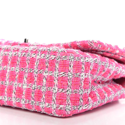 Chanel Tweed Quilted Jumbo Double Flap Hot Pink 7 of 11