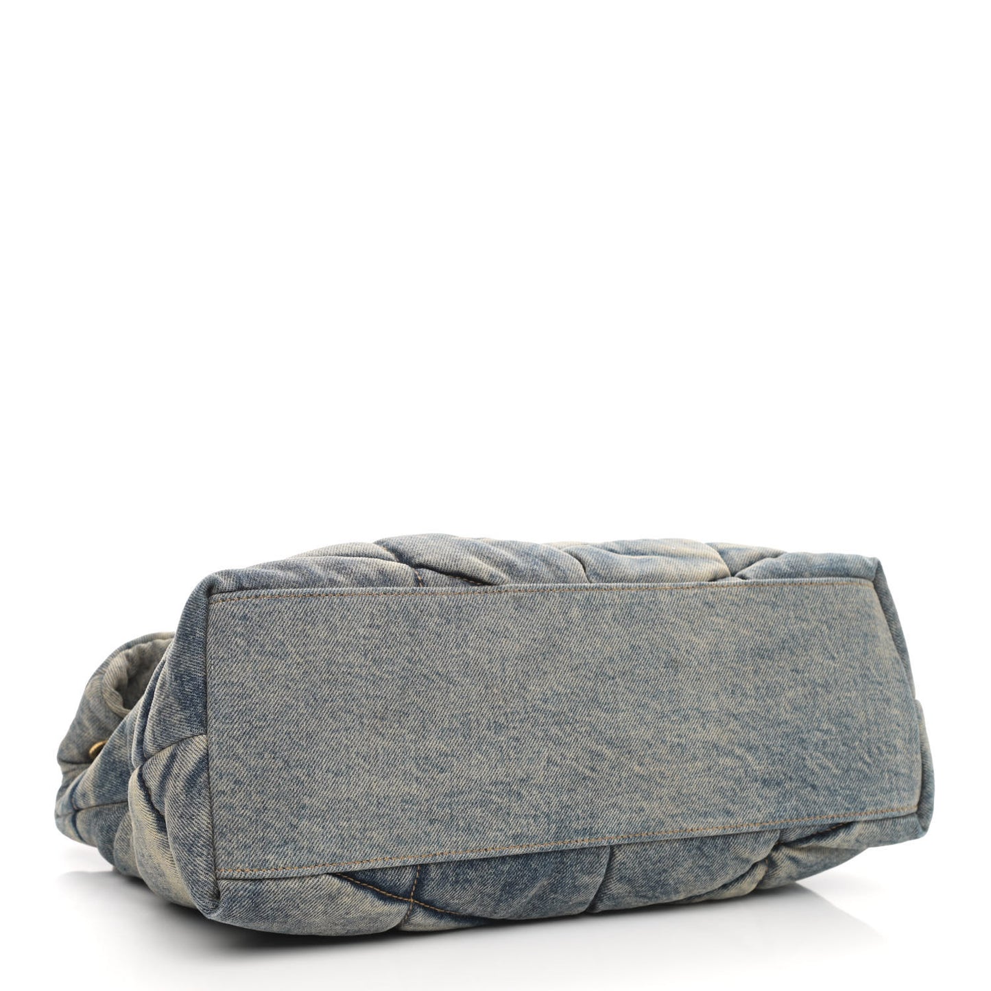 Denim Quilted Medium Loulou Puffer Monogram Chain Satchel Blue Cinnamon