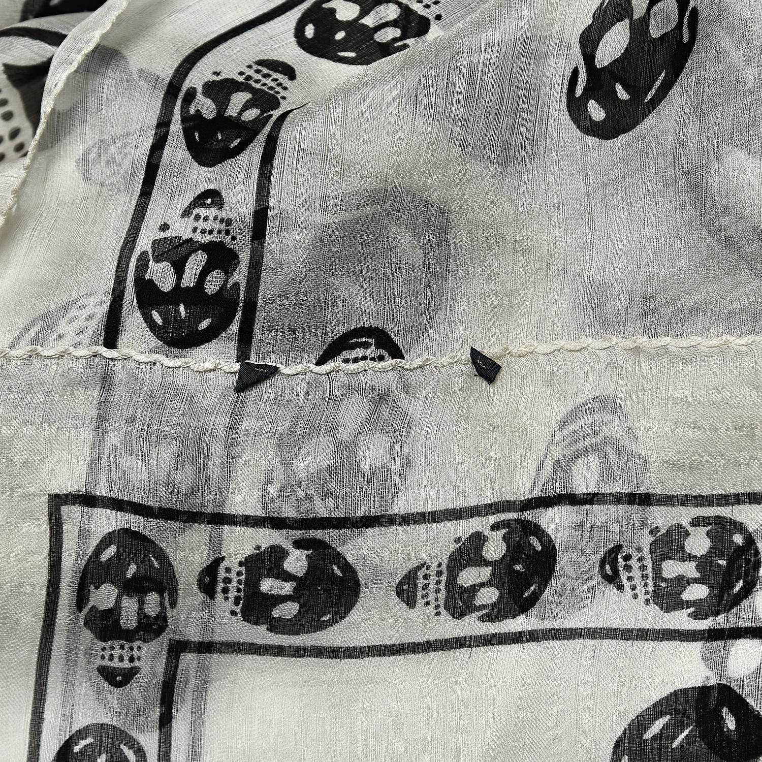 Alexander McQueen Silk Chiffon Skull Scarf Ivory Black 4 of 6
