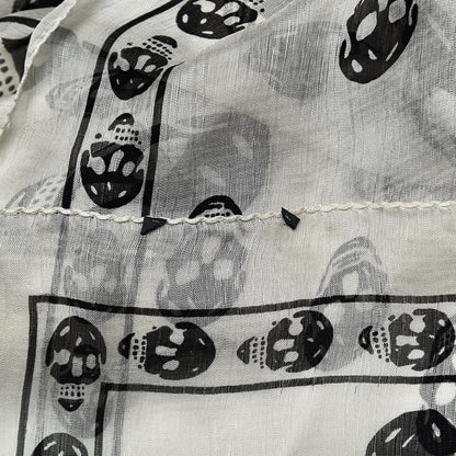 Alexander McQueen Silk Chiffon Skull Scarf Ivory Black 4 of 6