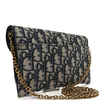 Christian Dior Oblique Small Saddle Chain Pouch Blue 4 of 11