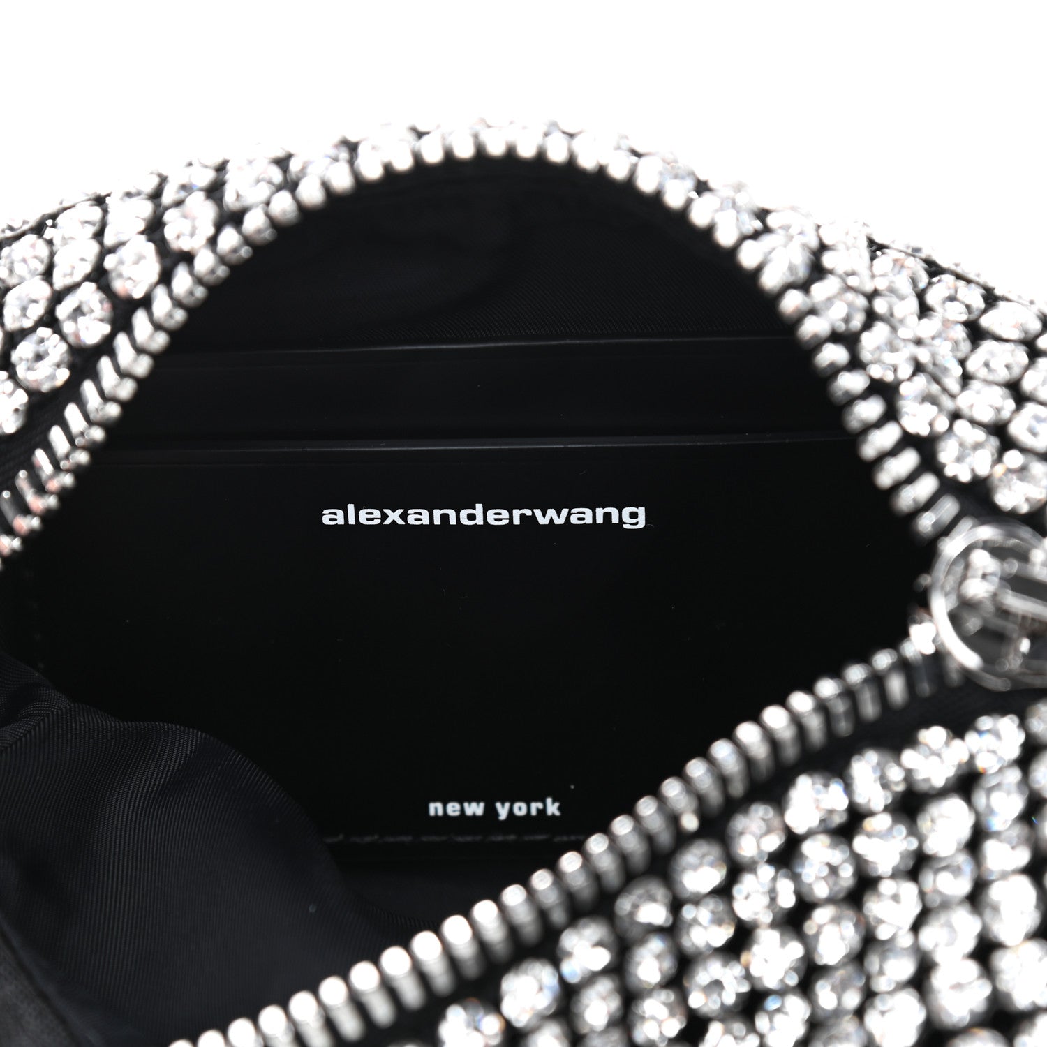 Alexander Wang Mesh Crystal Rhinestone Mini Heiress Pouch Black Silver 8 of 8