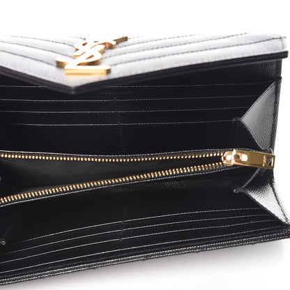 Saint Laurent Grain De Poudre Matelasse Chevron Monogram Flap Wallet Black 5 of 7