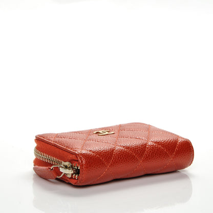 Chanel Pearly Caviar Quilted Zip Coin Purse Orange 4 of 7
