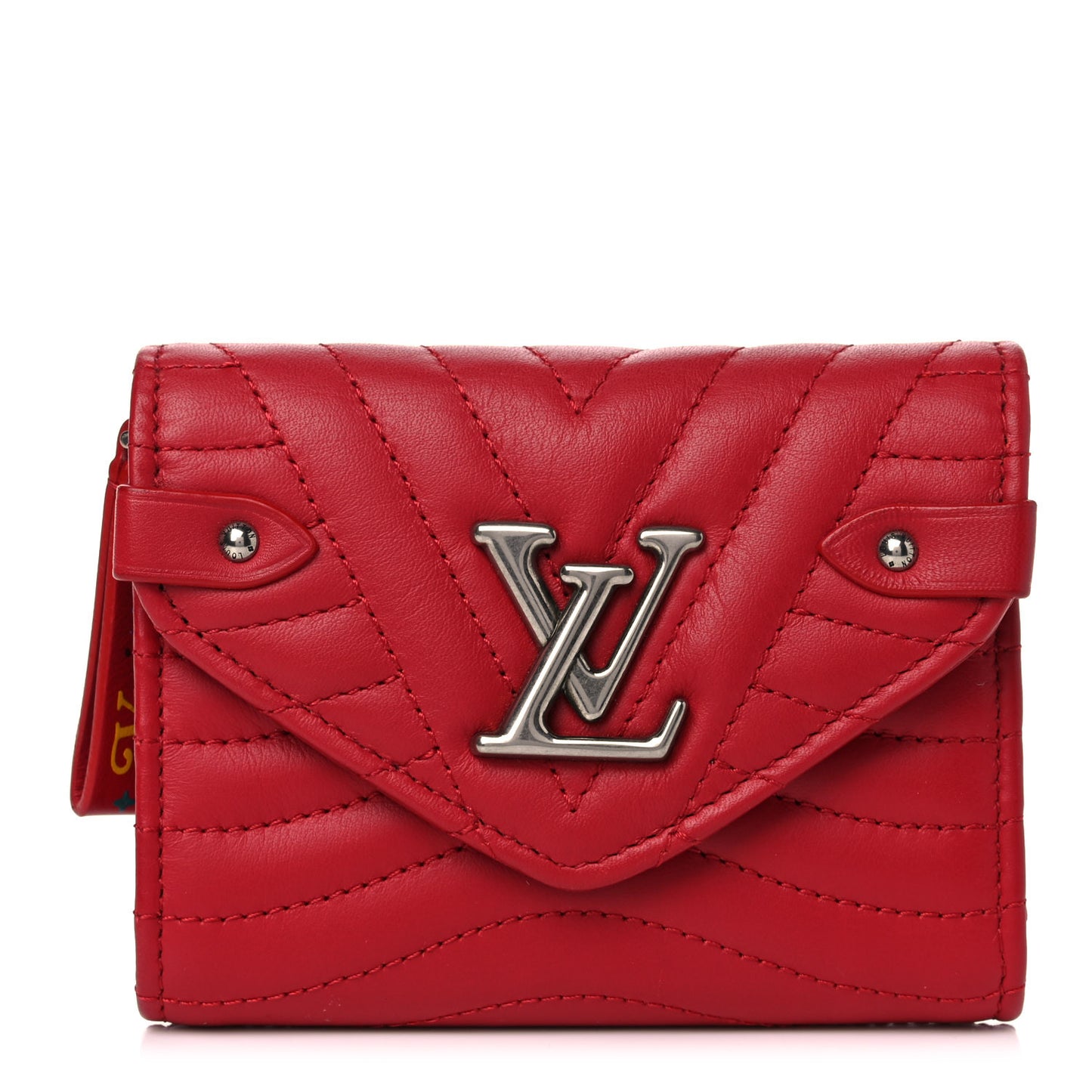 Calfskin New Wave Compact Wallet Rouge