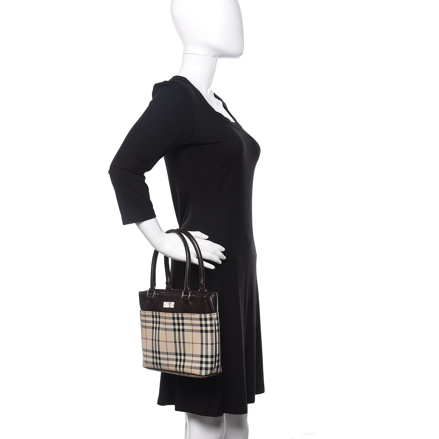 Burberry Calfskin House Check Small Tote Black 2 of 8