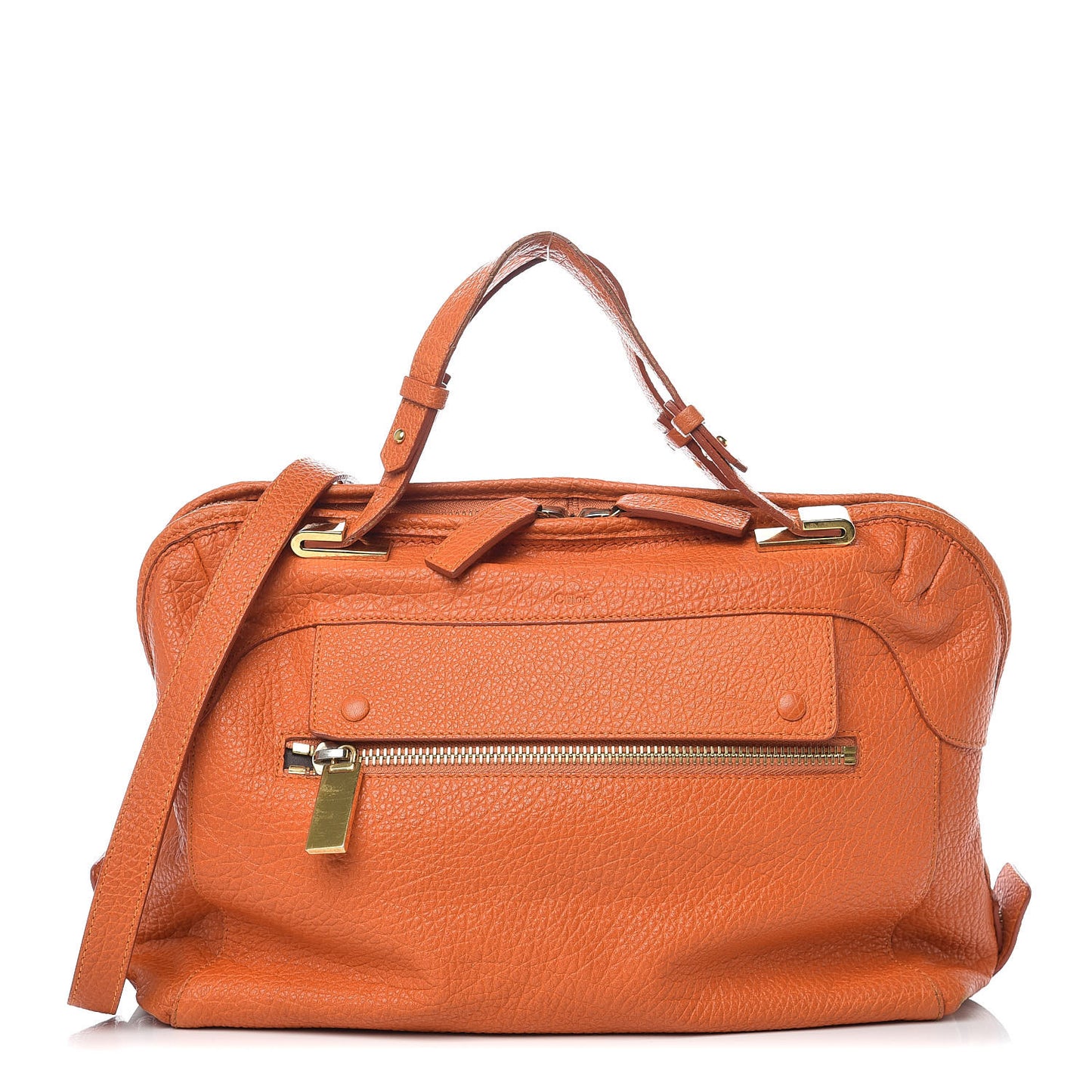 Grained Calfskin Brooke Satchel Orange