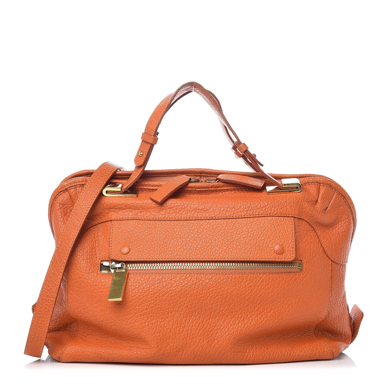 Chloe Grained Calfskin Brooke Satchel Orange 1 of 17