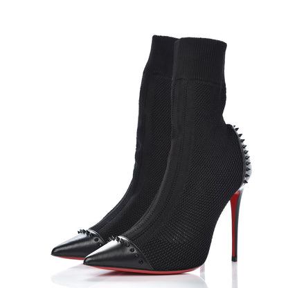 Christian Louboutin Shiny Nappa Maille Tricot Dovi Dova 100 Ankle Boots 37 Black 3 of 8