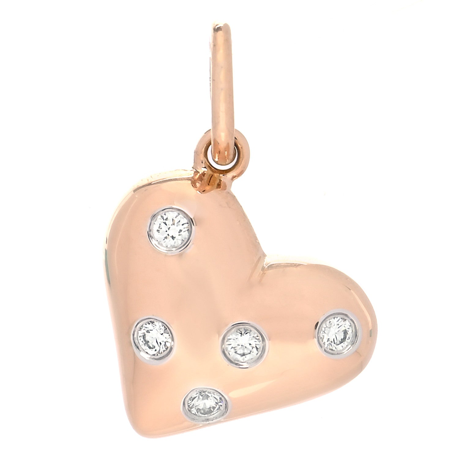 Tiffany 18K Rose Gold Platinum Diamond Etoile Heart Charm 1 of 6