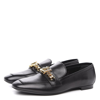 Louis Vuitton Calfskin Upper Case Flat Loafer 39 Black 3 of 8