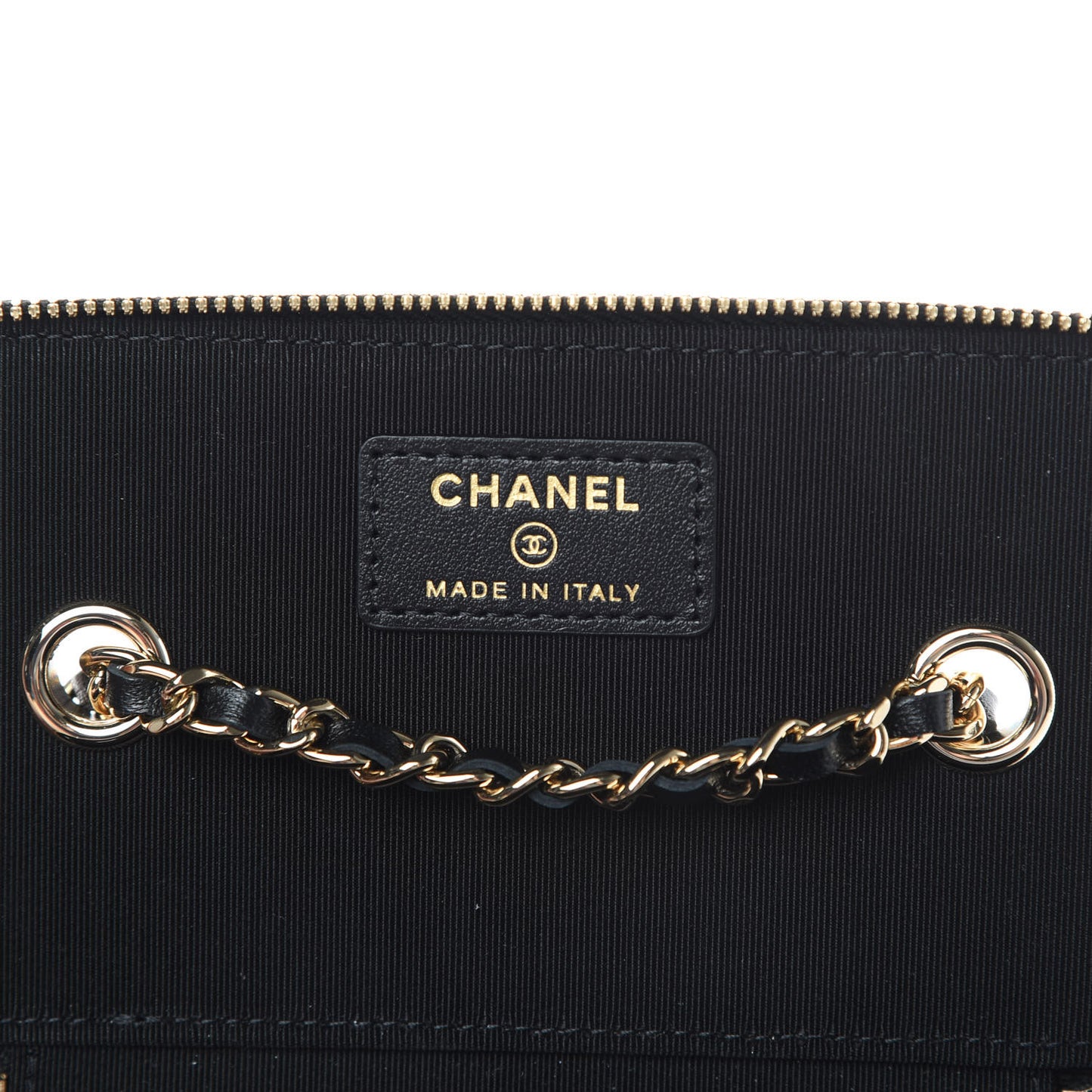 Lambskin Camellia Embossed Small Vanity Case With Chain Black