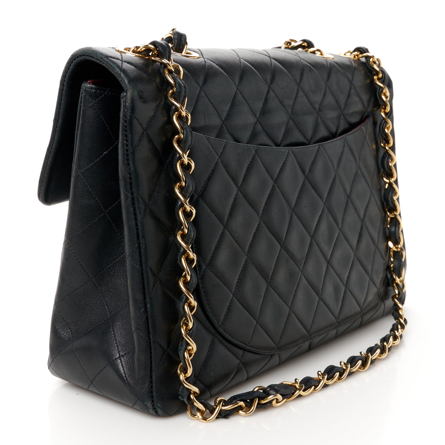 Lambskin Quilted XL Jumbo Single Flap Black