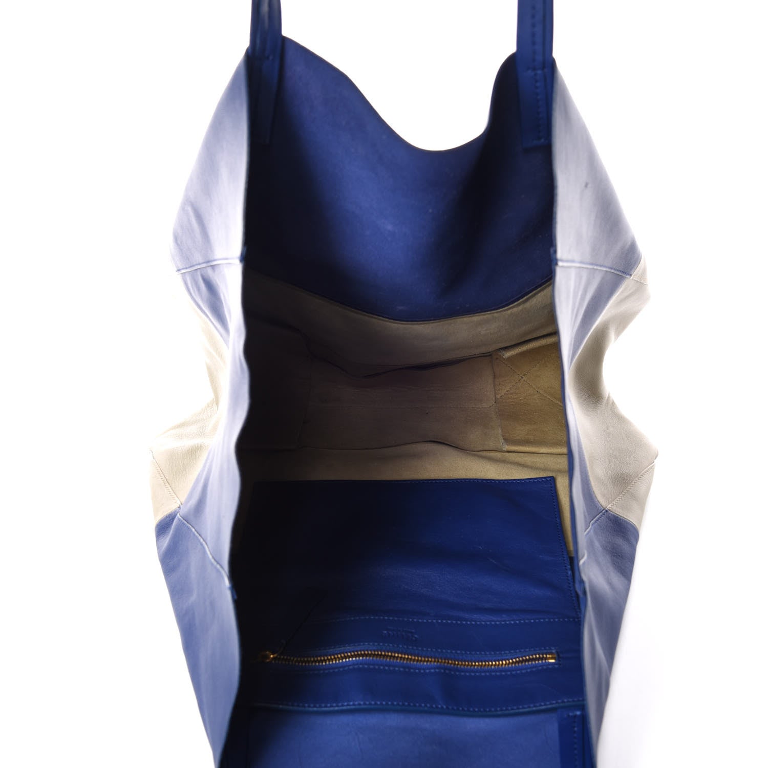 Celine Lambskin Horizontal Bi-Color Cabas Blue 7 of 14