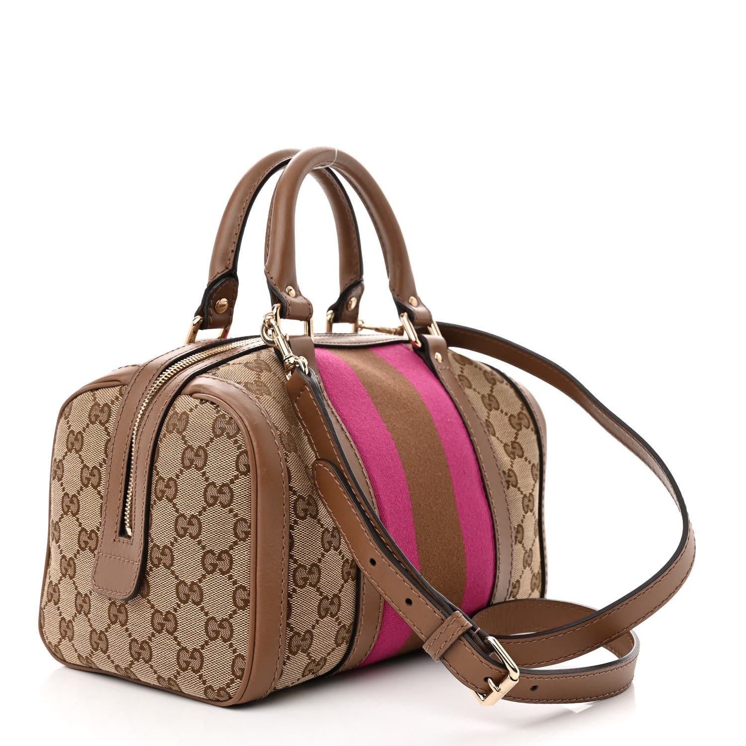 Gucci Monogram Vintage Web Small Boston Maple Brown 3 of 11