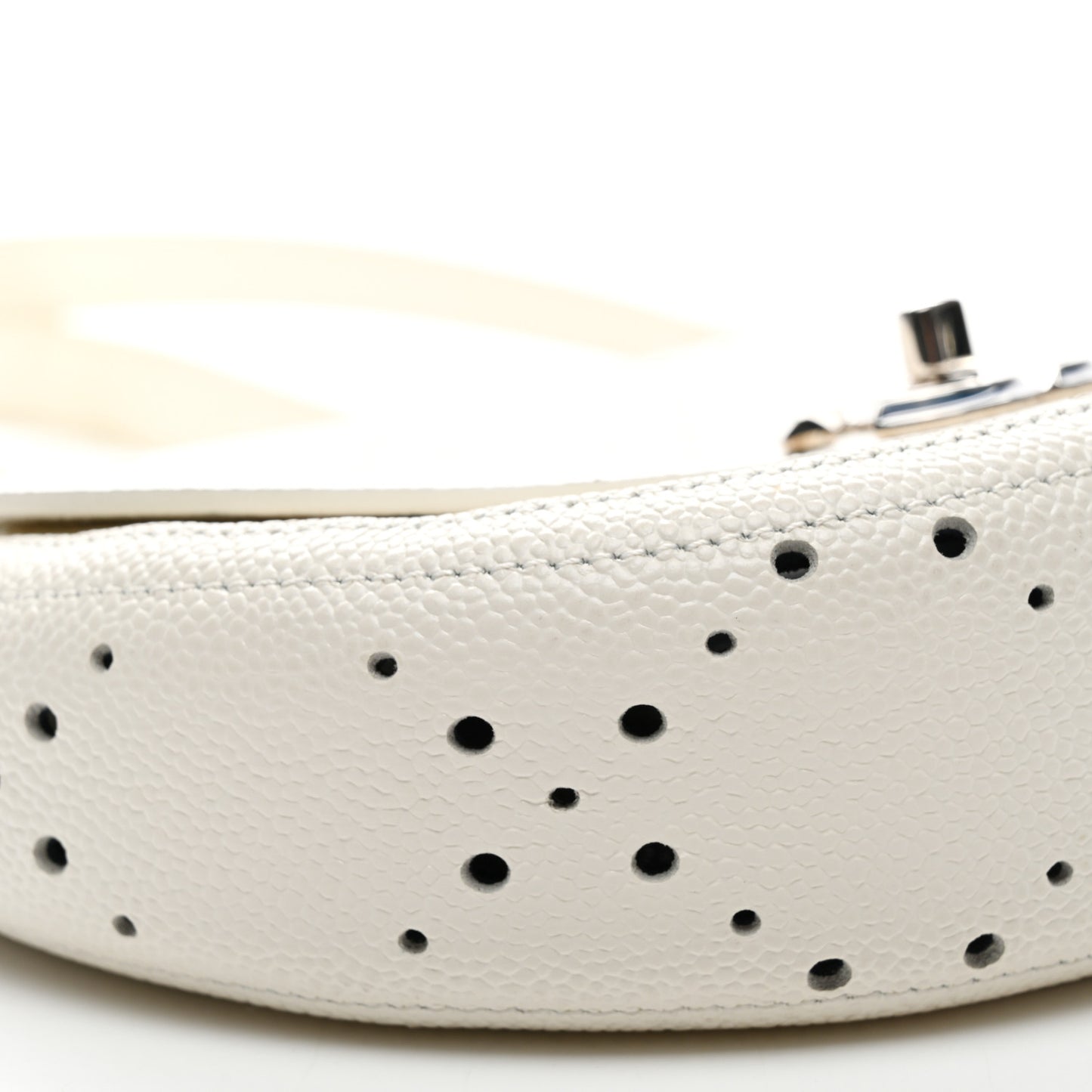 Caviar Perforated Messenger Bag White