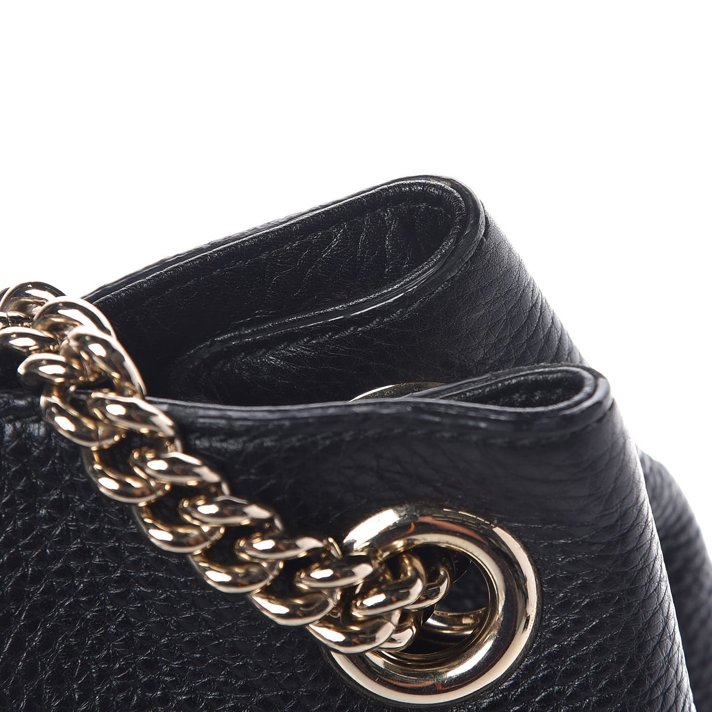 Pebbled Calfskin Medium Soho Chain Shoulder Bag Black