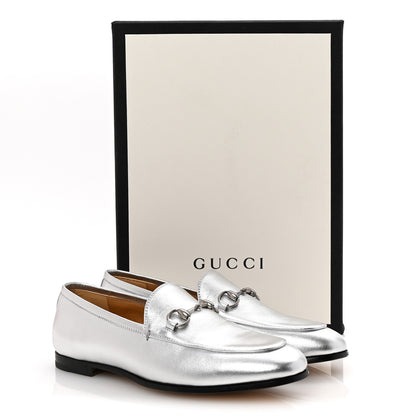 Gucci Metallic Nappa Womens Jordaan Loafers 36 Argento 10 of 10