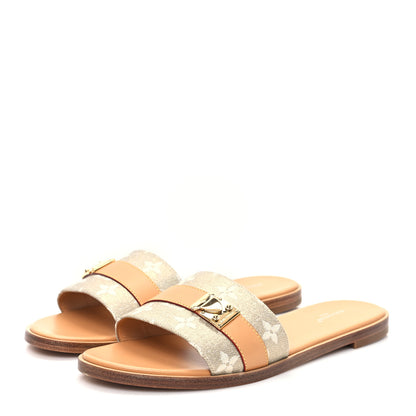 Louis Vuitton Monoglam Lock It Flat Mule 39 Gold 3 of 8