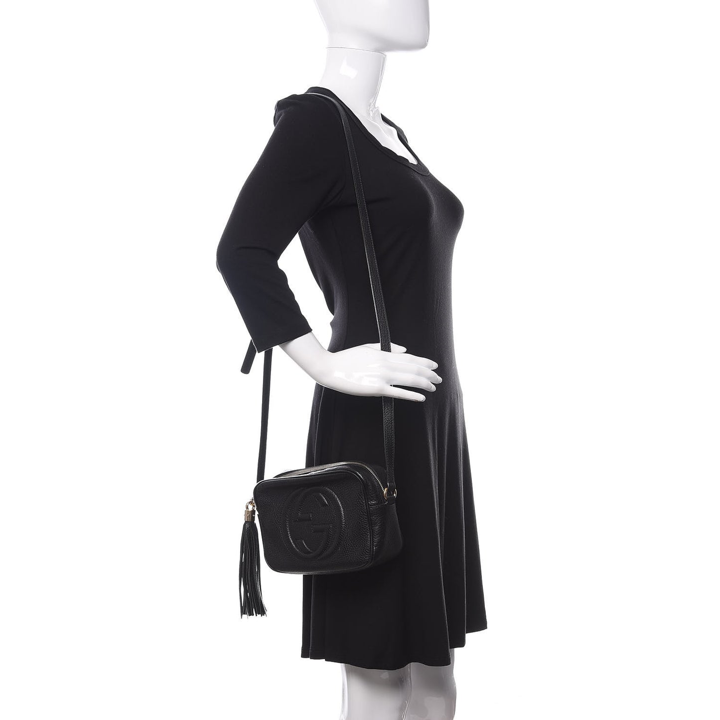 Pebbled Calfskin Small Soho Disco Bag Black