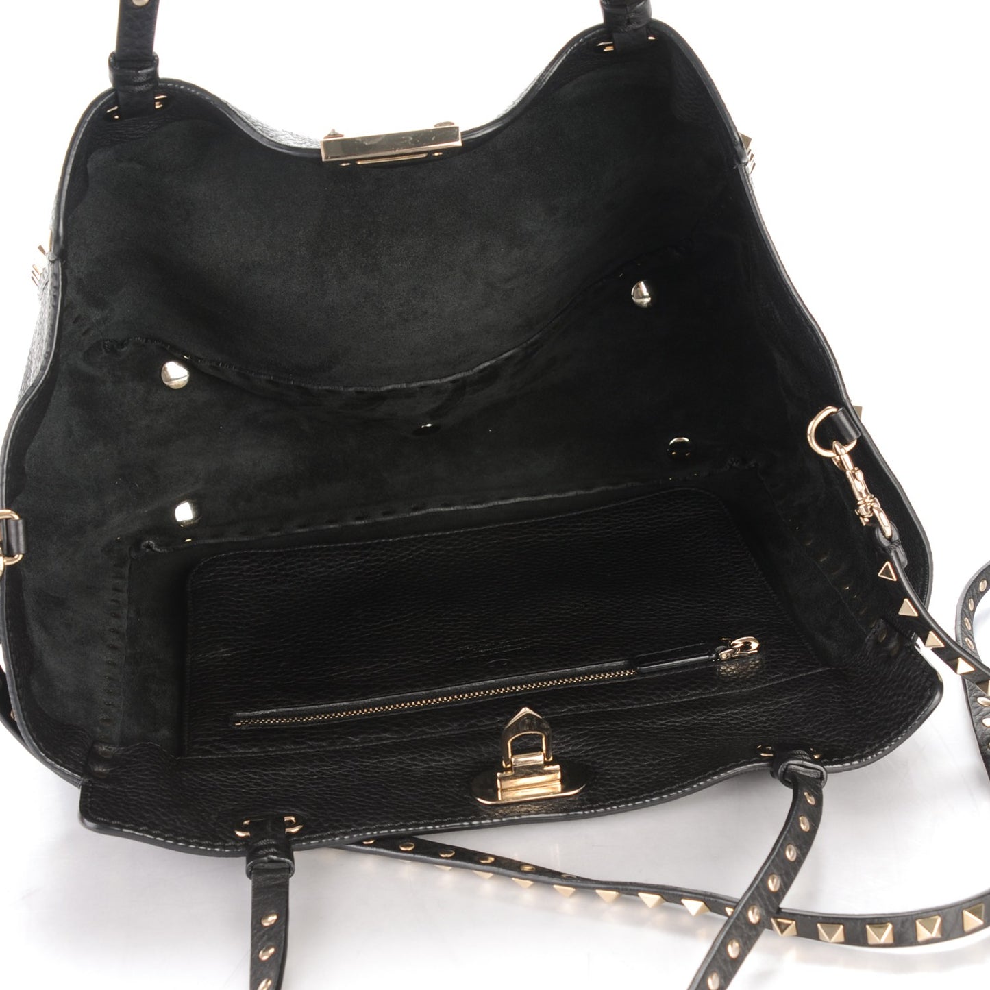 Alce Printed Calfskin Medium Rockstud Tote Black
