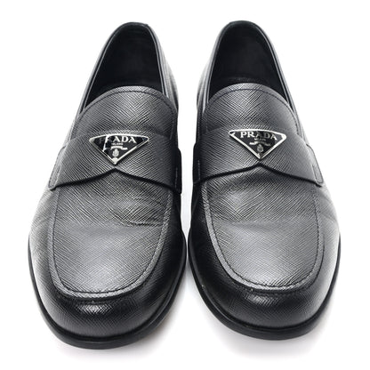 Prada Saffiano Mens Triangle Loafers 6 Black 3 of 9