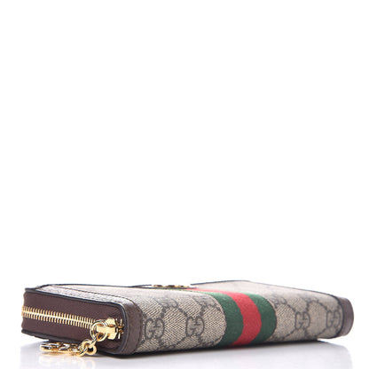 Gucci GG Supreme Monogram Web Ophidia Zip Around Wallet Brown 4 of 8