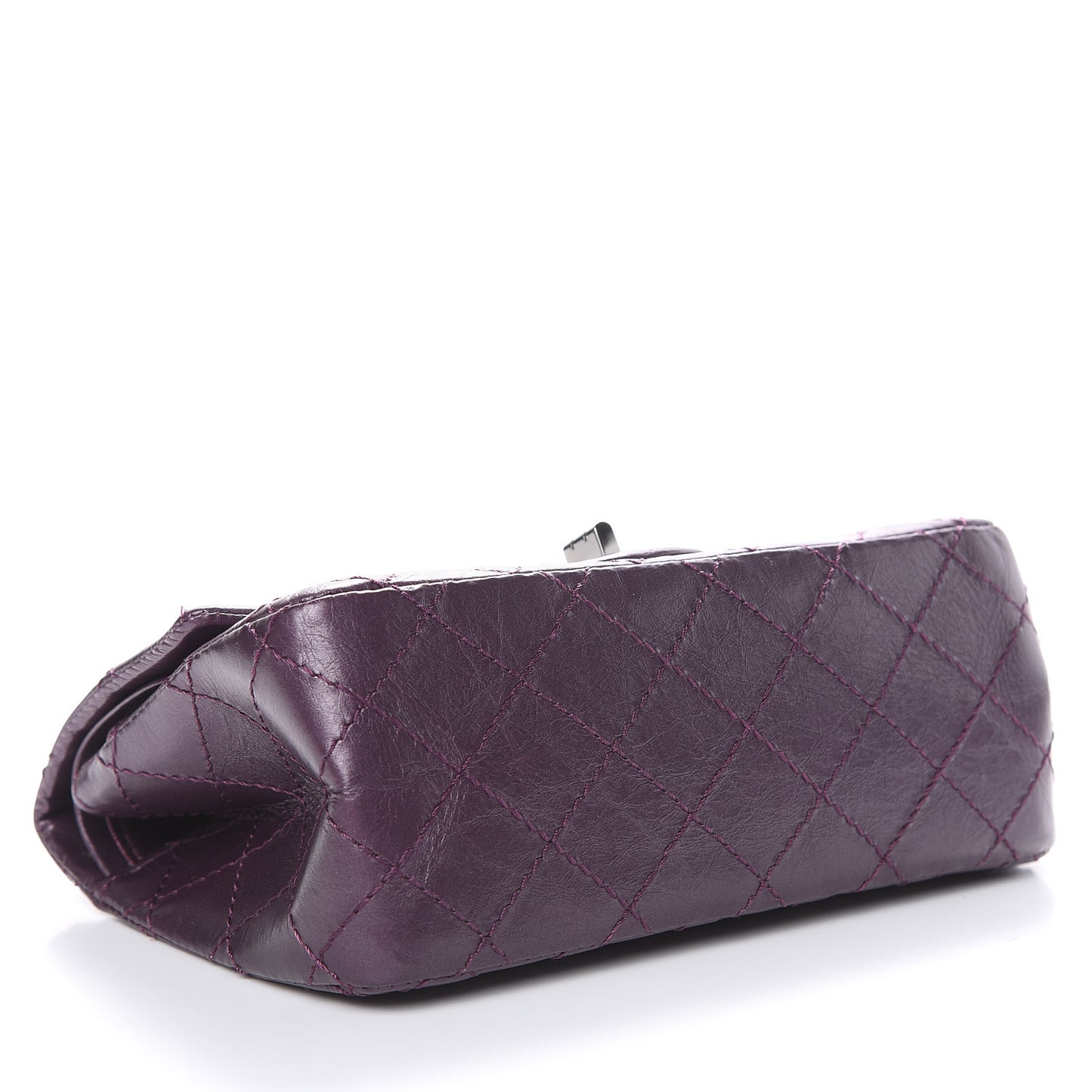 Metallic Aged Calfskin Quilted 2.55 Reissue 224 Flap Plum