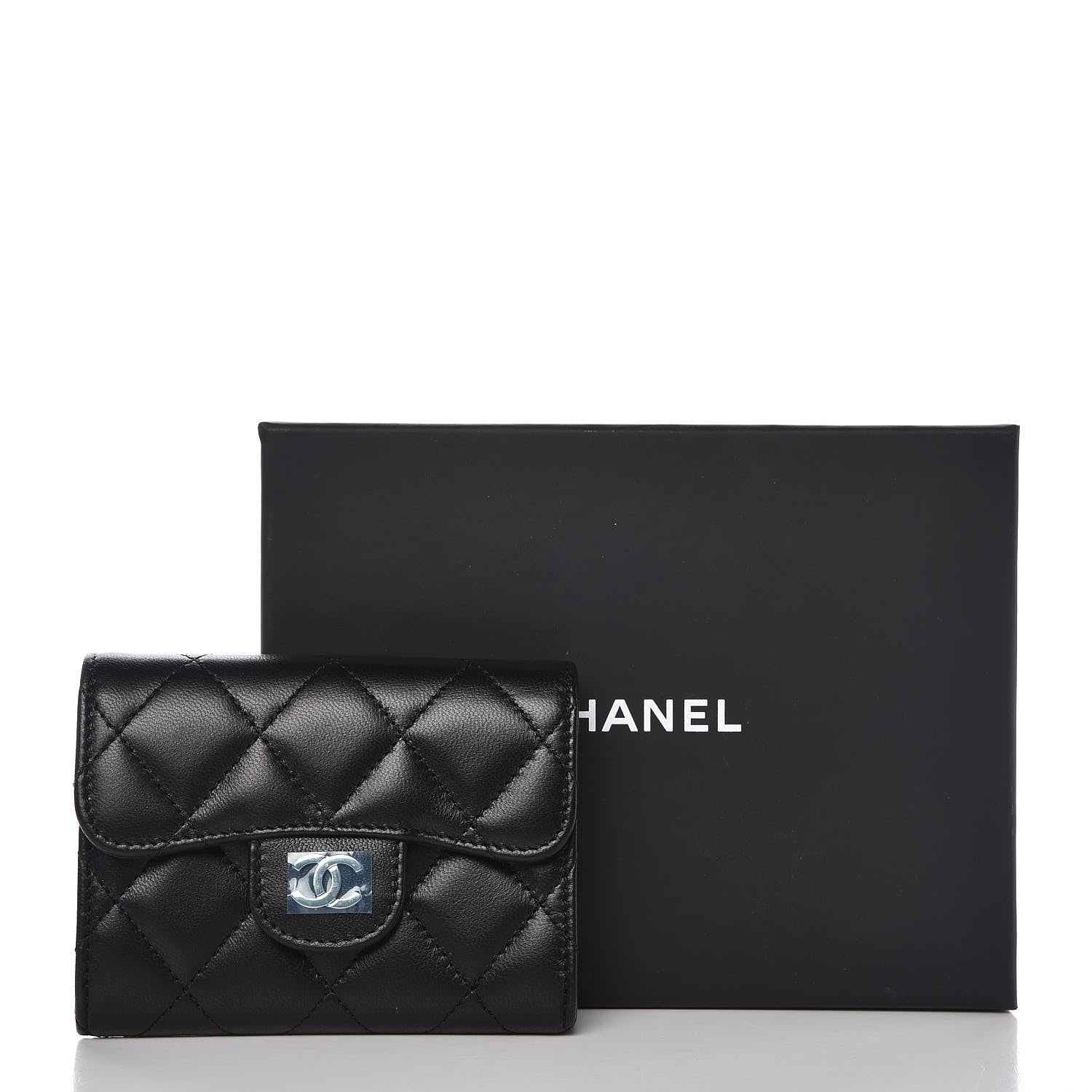 Chanel Lambskin Quilted Flap Card Holder Wallet Black 9 of 9