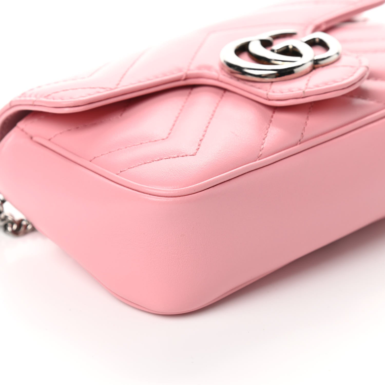 Gucci Calfskin Matelasse Super Mini GG Marmont Shoulder Bag Wild Rose 8 of 9