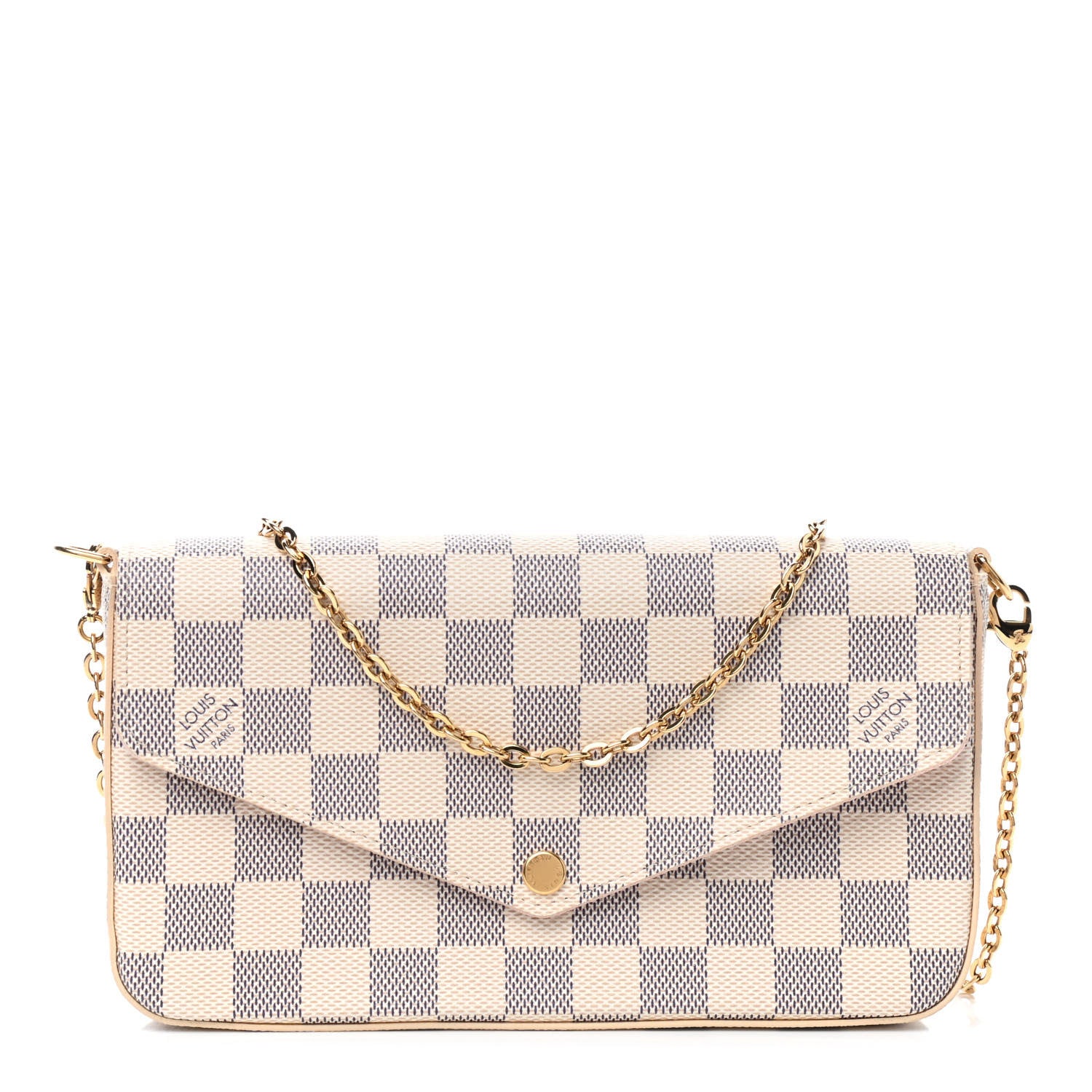 Louis Vuitton Damier Azur Pochette Felicie Chain Wallet Rose Ballerine 1 of 7