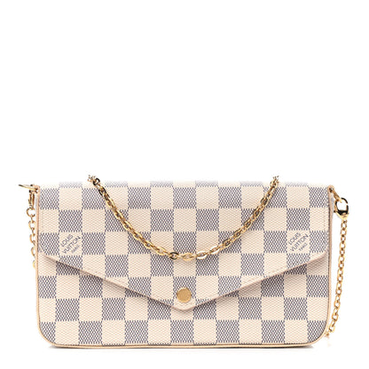 Louis Vuitton Damier Azur Pochette Felicie Chain Wallet Rose Ballerine 1 of 7