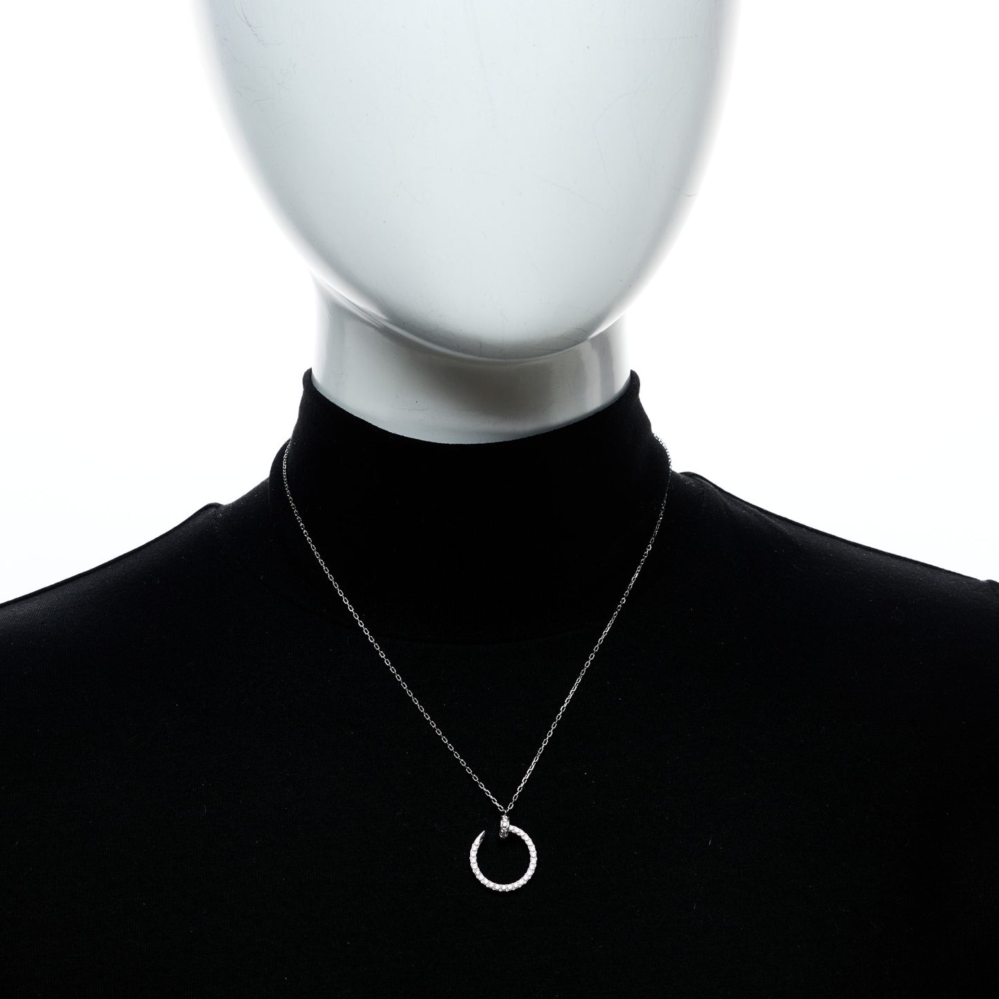 18K White Gold Diamond Juste Un Clou Paved Pendant Necklace