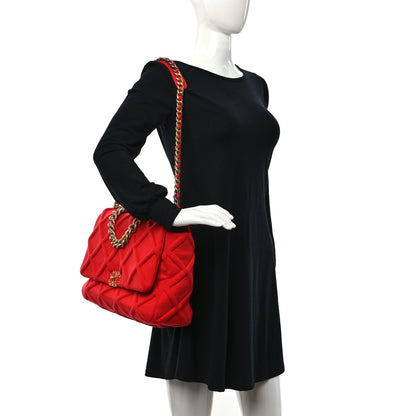 Chanel Jersey Lambskin Quilted Maxi Chanel 19 Flap Red 2 of 10