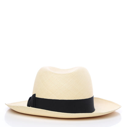 Hermes Straw Mens Rio Panama Hat 58 Natural Black 4 of 9