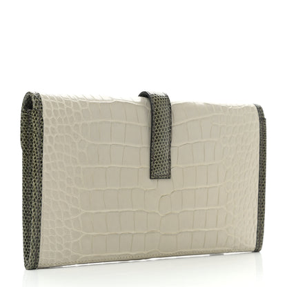 Hermes Matte Alligator Lizard Jige Duo Clutch Beton Vert Olive 4 of 8